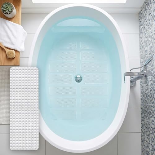 Misisulin 24-Piece Extra-Large Rectangle Non-Slip Shower Floor Stickers - Safety Anti-Slip Decals for Bathtubs, Stairs, and Shower Floors