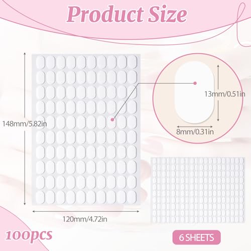 Fzuee 600PCS Double Sided Nail Adhesive Tabs Clear Residue-Free Press On Nails