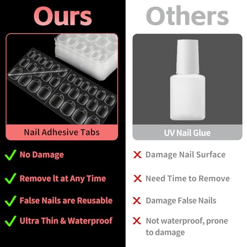 Nail Adhesive Tabs - 600PCS Waterproof Double-Sided Press On Nails Glue Alternative