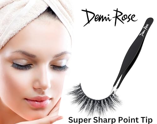 DEMI ROSE Pointed Precision Tweezers - Stainless Steel Splinter & Ingrown Hair Remover
