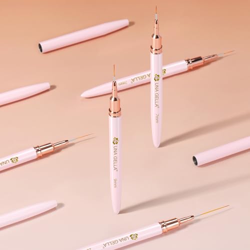 UNA GELLA Metallic Nail Art Brushes - 5-Piece Fine Liner Pen Set for Gel Polish & Detailing