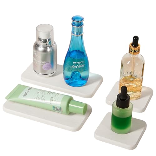 Diatomite Water Absorbing Soap Tray Set - 4-Piece Drying Stone Mat (White)