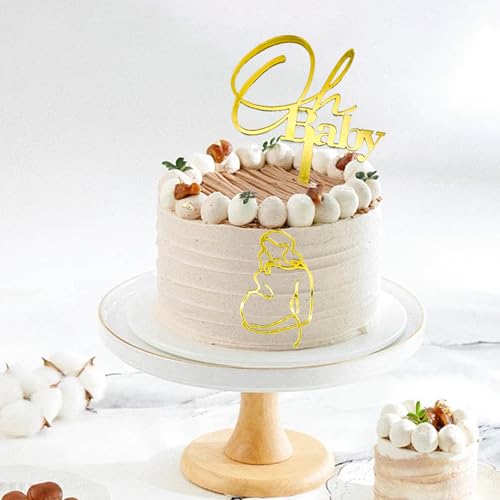 Gold Acrylic Oh Baby Cake Topper Set for Baby Showers