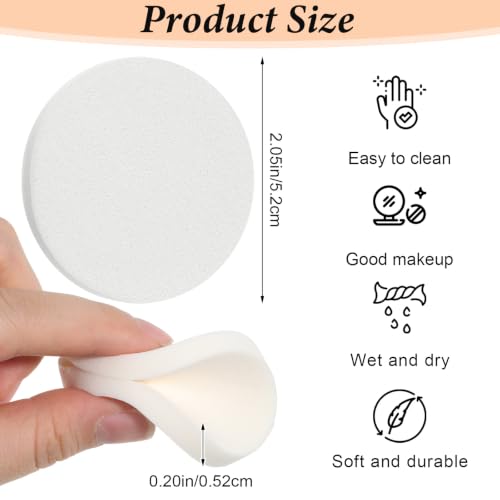 Hadnves 12 Pcs Round Makeup Sponges Flat White Cosmetic Blending Pads