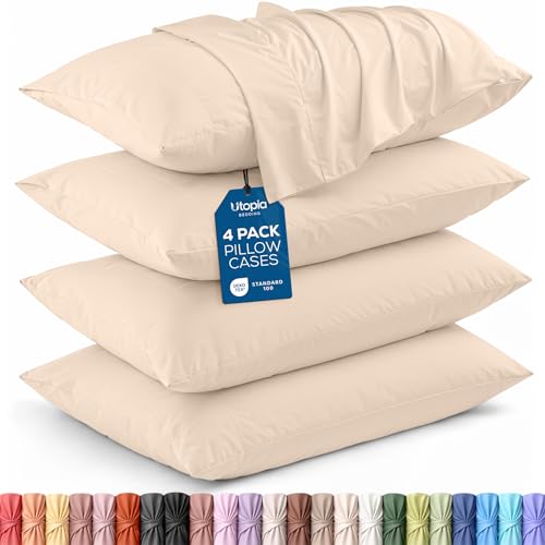 Ultra Soft Microfiber Pillow Cases Set of 4 - 20x26 inches, Beige