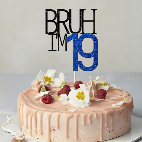 Bruh I'm 19 Cake Topper - Fun Birthday Decoration for Boys