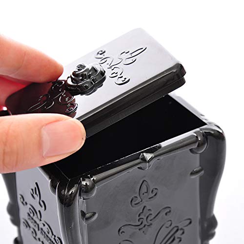 Acrylic Cotton Pad Holder with Lid - Butterfly Pattern Organizer