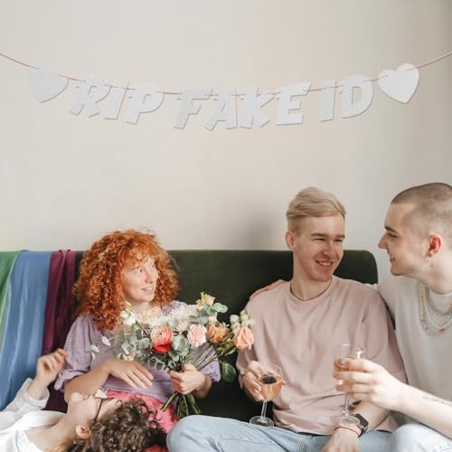 RIP Fake ID Glitter Banner Pre-Strung Sign for 21st Birthday Party