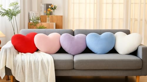 Sebil Heart Throw Pillow, Small 11.8" Soft Decorative Plush - Lavender