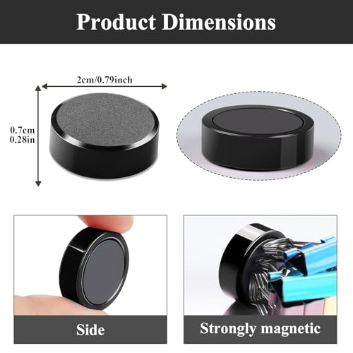 Black 10 Pack Heavy Duty Small Round Fridge Magnets for Whiteboards