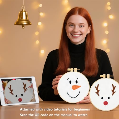 Christmas Embroidery Kits for Beginners - 2 Hoops & Video Guide