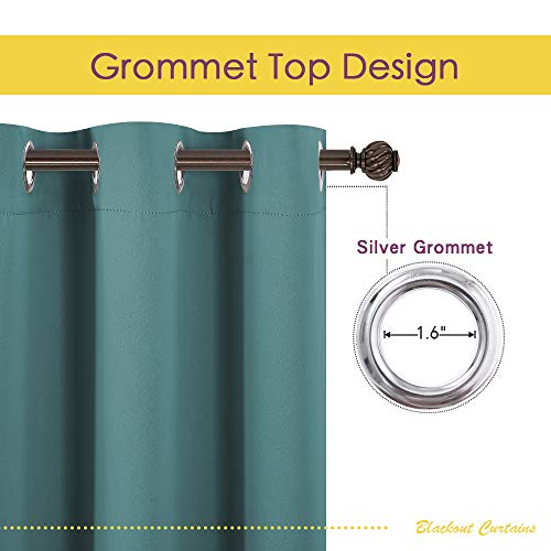 NICETOWN Blackout Curtains, Sea Teal 34"W x 40"L Grommet Drapes (Set of 2)
