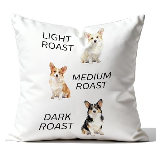 Coffee Welsh Corgi Pillow Cover 18x18 - Double-Sided Decorative Pillowcase