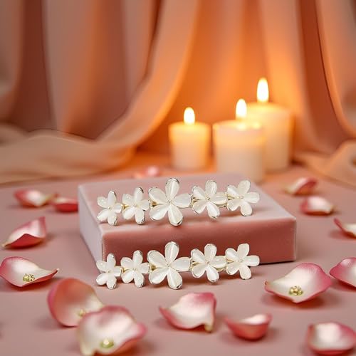 Gold Flower Opal Hair Clips Sparkly Wedding Barrettes 2 Pcs