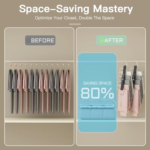 5-Tier Space Saving Pants Hangers - 2 Pack Black Closet Organizer