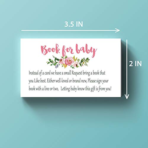 50 Pack Pink Flower Baby Shower Request Cards for Books
