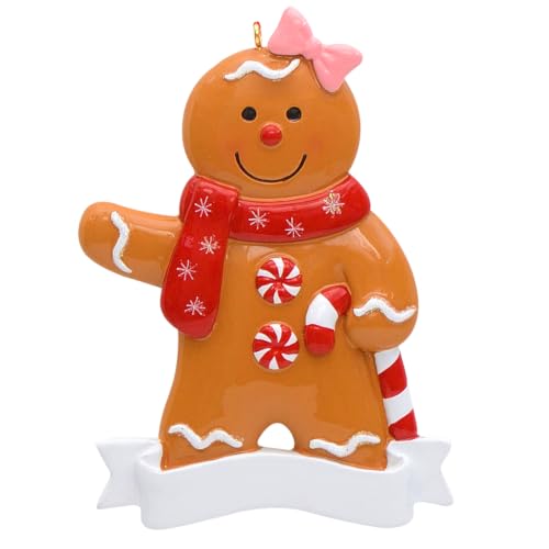 Personalized Gingerbread Girl Christmas Ornament - Holiday Keepsake