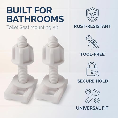Tustao Plastic Toilet Seat Screws and Nuts Replacement Kit, 2Pcs