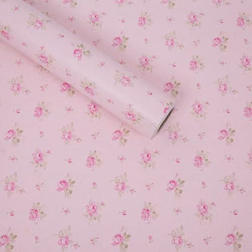 Self-Adhesive Pink Floral Shelf Liner - 17.7" x 78.7" Decorative Contact Paper