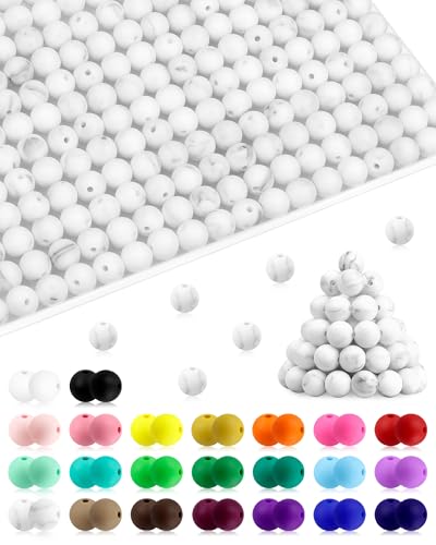 FIVEIZERO 180PCS 9mm Silicone Beads for Keychains & DIY Crafts
