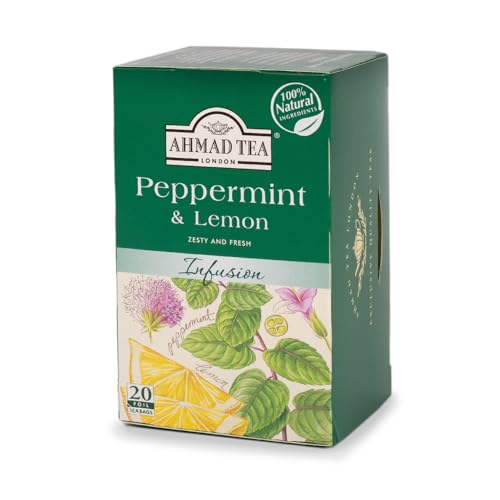 Ahmad Tea Peppermint & Lemon Herbal Tea - 20 Bags, Decaffeinated