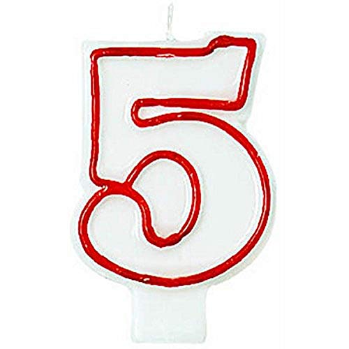 Amscan Number 5 Birthday Cake Candle, 3-Inch Molded Wax