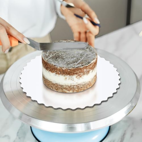 10-Inch White Cake Boards with Scalloped Edges - 10-Pack