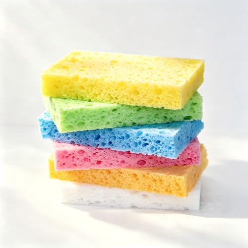 Cellulose Kitchen Sponges 6 Pack - Eco-Friendly, Absorbent & Non-Scratch Cleaning