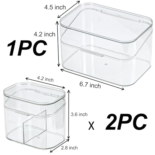 Clear Bathroom Organizer Set - 3-Piece Vanity Storage Containers