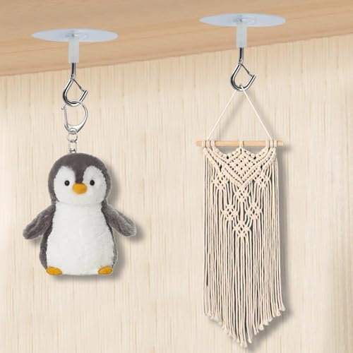 6 Pcs Self-Adhesive Ceiling Hooks Heavy Duty No-Drill Plant Hangers