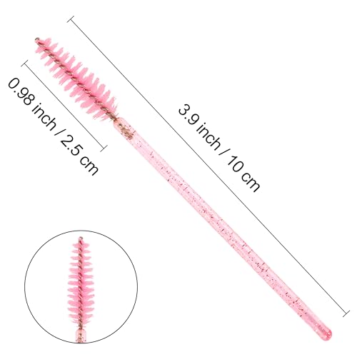 COCIDE 100Pcs Disposable Mascara Wands & Pink Lash Spoolies for Eyelash Extensions