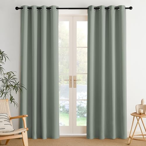 NICETOWN Sage Green Room Darkening Curtains Panels 52"x84" Pack of 2