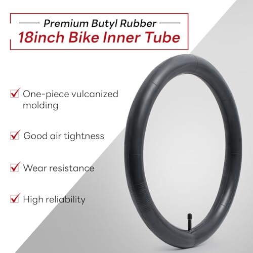 18x1.75/1.95/2.0/2.10/2.125 AV32mm Inch Bike Tube, 18" Replacement Bicycle Tube (Single), Reliable 18 x 1.75-2.125 Bike Inner Tube Schrader Valve for City/Road/Kids/Mountain Cycling Scenarios