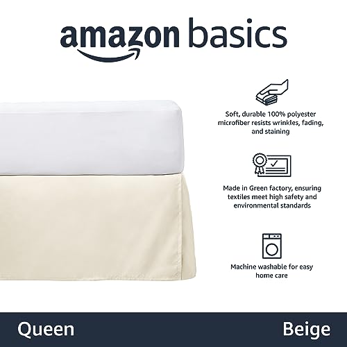 Queen Beige Bed Skirt - Lightweight, Wrinkle & Fade Resistant, Pack of 8
