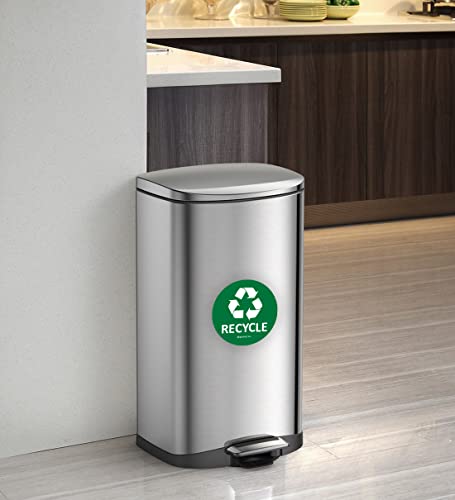 IGNIXIA Recycle & Trash Stickers Pack of 4 - Green/Black Indoor & Outdoor Decals