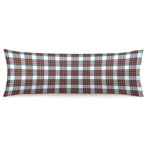 Christmas Body Pillow Cover 20x54 Red White Plaid Zipper Decorative Farmhouse Pillowcase - Colors-U-005