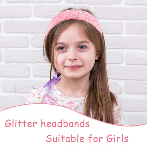 Tihebax Glitter Headbands for Girls Women Sparkly Hair Hoops Set