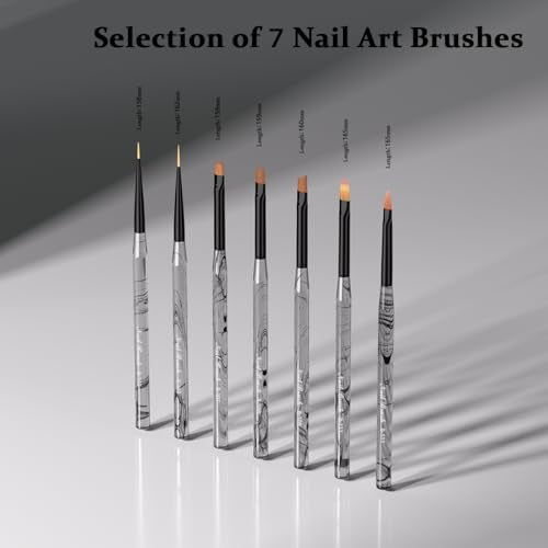 Yihuale 7-Piece Nail Art Brush Set for Gel Polish Painting and Manicure