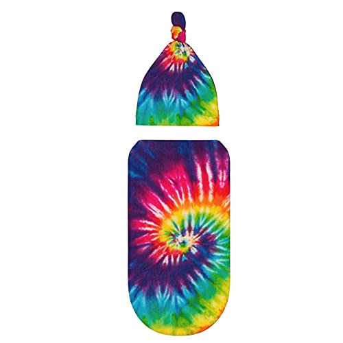 Osvbs Tie Dye Baby Swaddle Blanket and Matching Hat Set - Soft Newborn Gift