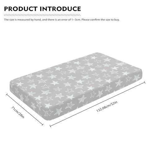 Grey Fitted Crib Sheet for Boys & Girls - Star Print, 52x28x8 in