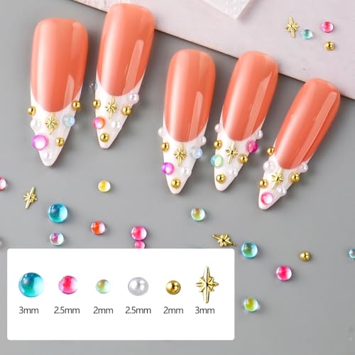 700 Pcs 3D Nail Charms Bubble Beads & Half Pearls with Picker Pen