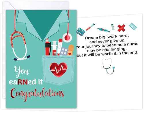 Elegant Nurse Graduation Card with Envelope & Stickers - 5x7
