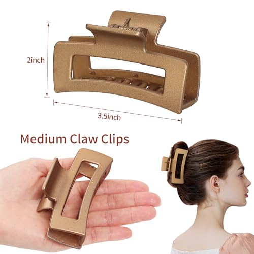 Sisiaipu 3.5 Inch Square Hair Claw Clips 6 Pack for Thin Hair