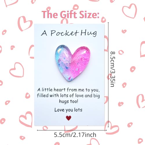YOJO Pocket Hug Heart Token with Greeting Card - Blue Pink Long Distance Gift