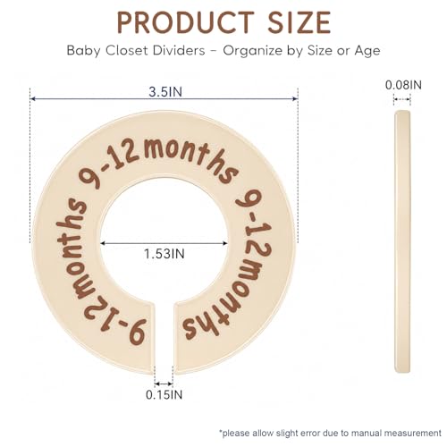 Baby Closet Dividers Set - 12 Pcs Double-Sided Size Organizers