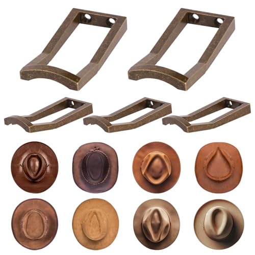 Bronze Cowboy Hat Hooks - 5 Pcs Metal Wall Rack for Hats