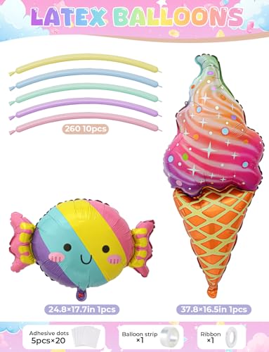 Pastel Ice Cream Balloon Arch Kit - 142Pcs for Parties