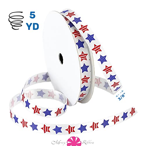 Morex 3/8-Inch Red, White, and Blue Satin Ribbon - 5 Yards