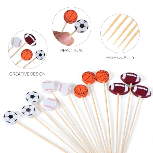 Soccer Bamboo Toothpicks 4.7 Inch - 100 Pack for Sports Events & Parties