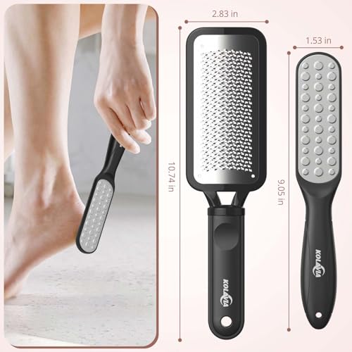 Kolavia 2 Pack Foot File Callus Remover - Stainless Steel Double-Sided Foot Scrubber